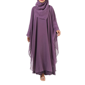 Latest Kaftan Abaya Women Abaya Burka Modest out wear Customized Color's chiffon purple dyed custom single button up women abaya