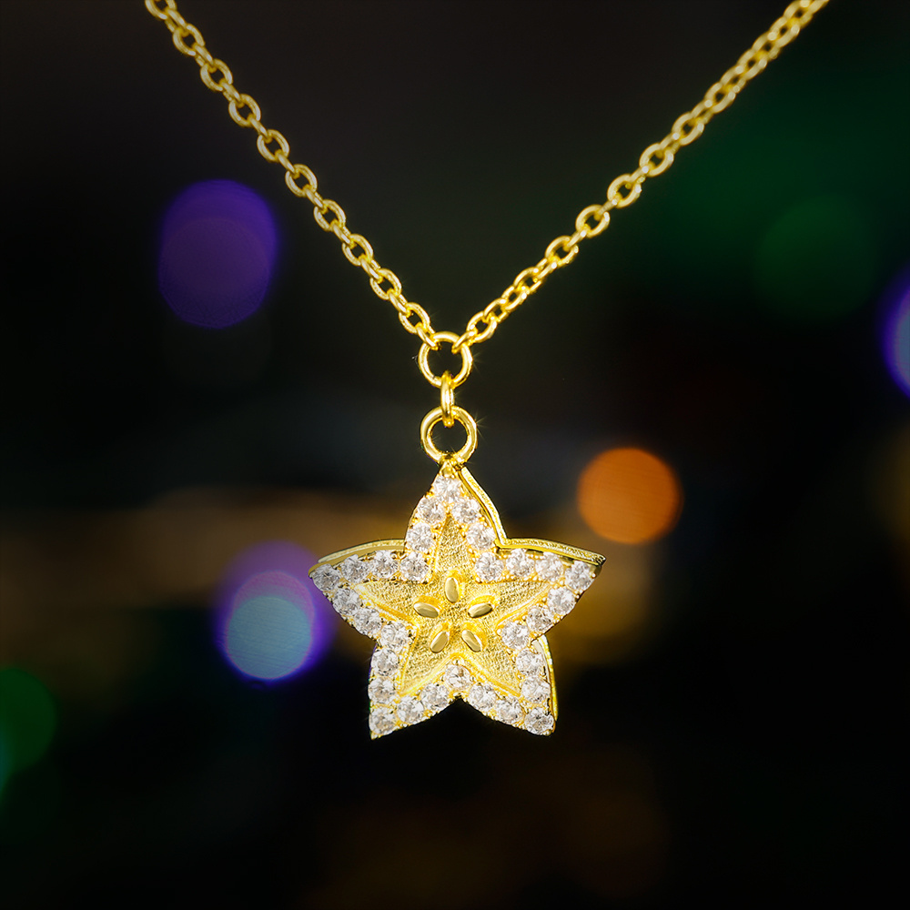 Grace Jewelry Custom Design Unique Original Women Jewelry Gold Plated 925 Sterling Silver CZ Star Necklace