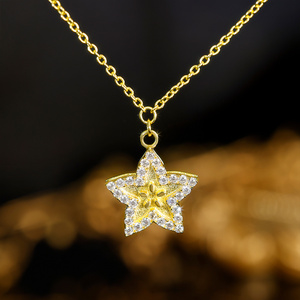 Grace Jewelry Custom Design Unique Original Women Jewelry Gold Plated 925 Sterling Silver CZ Star Necklace