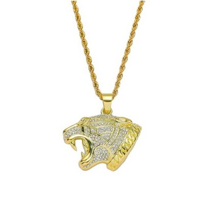 Factory direct hot selling HIPHOP Jewelry Leopard Head Pendant Necklace