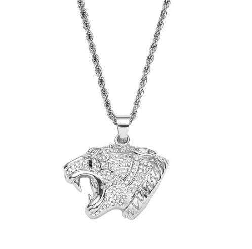 Factory direct hot selling HIPHOP Jewelry Leopard Head Pendant Necklace