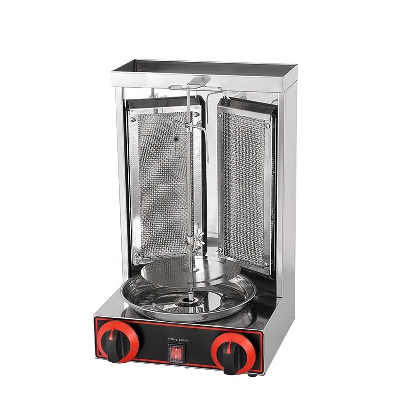 Two Ceramic Burners Gas Electric 2 in1 Automatic Rotating Doner Kebab Machine Chicken Shawarma Grill Machine