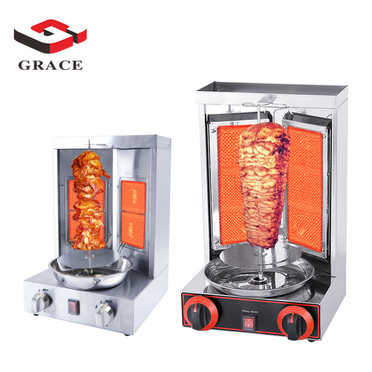 GRACE New Product Gyro Grill with 2 Burner Vertical Broiler for Commercial Sale Mini Shawarma Doner Kebab Machine