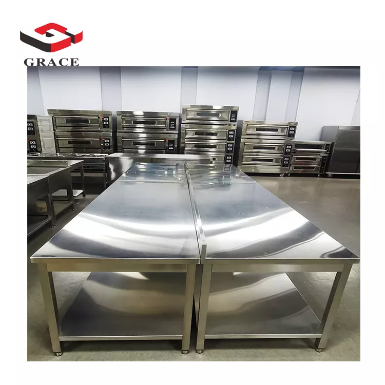 Professional Kitchen Working Table Salad Sandwich 90x120 Table Top Stainless Steel Food Prep Table