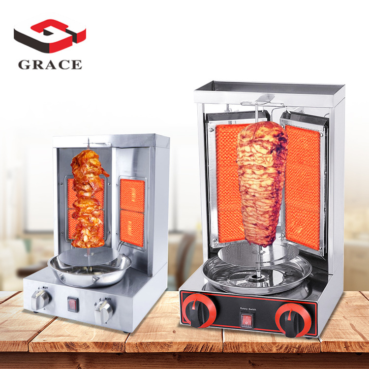 GRACE New Product Gyro Grill with 2 Burner Vertical Broiler for Commercial Sale Mini Shawarma Doner Kebab Machine