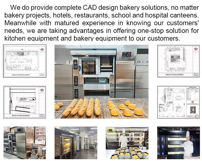 GRACE Cake Rotary Oven Dough Sheeter Divider Dough Mixer Pizza Oven Commercial Complete Bakery Equipment