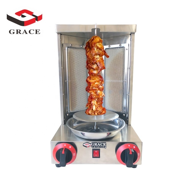 Two Ceramic Burners Gas Electric 2 in1 Automatic Rotating Doner Kebab Machine Chicken Shawarma Grill Machine