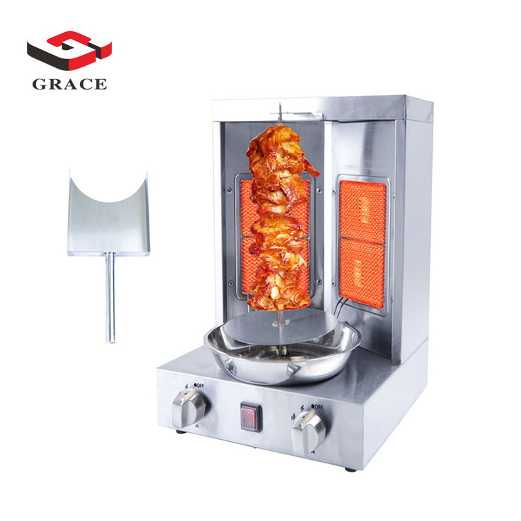 GRACE New Product Gyro Grill with 2 Burner Vertical Broiler for Commercial Sale Mini Shawarma Doner Kebab Machine