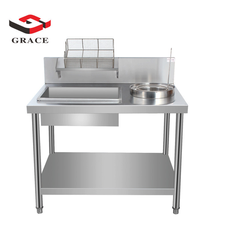 Hot sale Grace kitchen factory price high quality Stainless Steel Work Table Commercial Breading Table