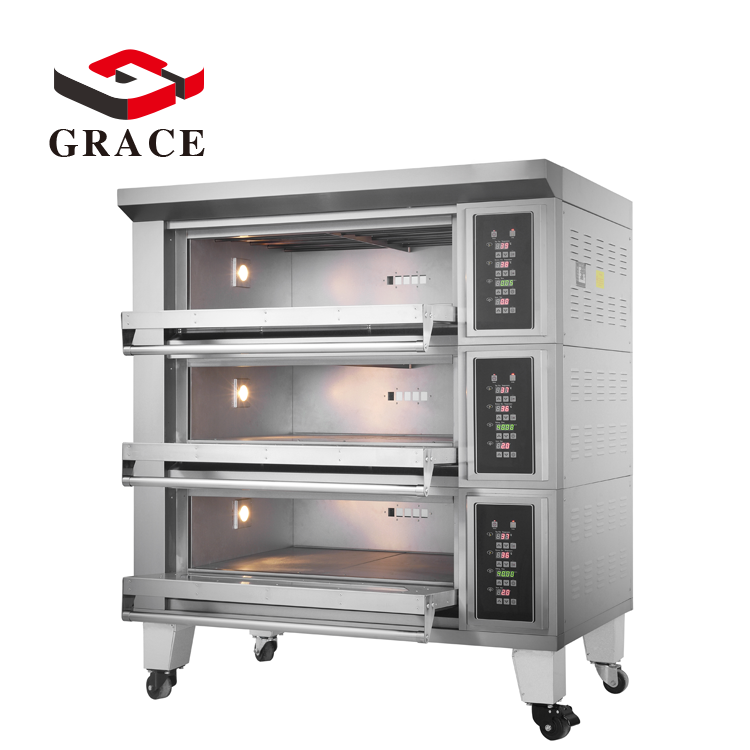 Multifunction Commercial Bakery Equipment Electric Oven 3 Deck 6 Trays Deck Oven with Wheels