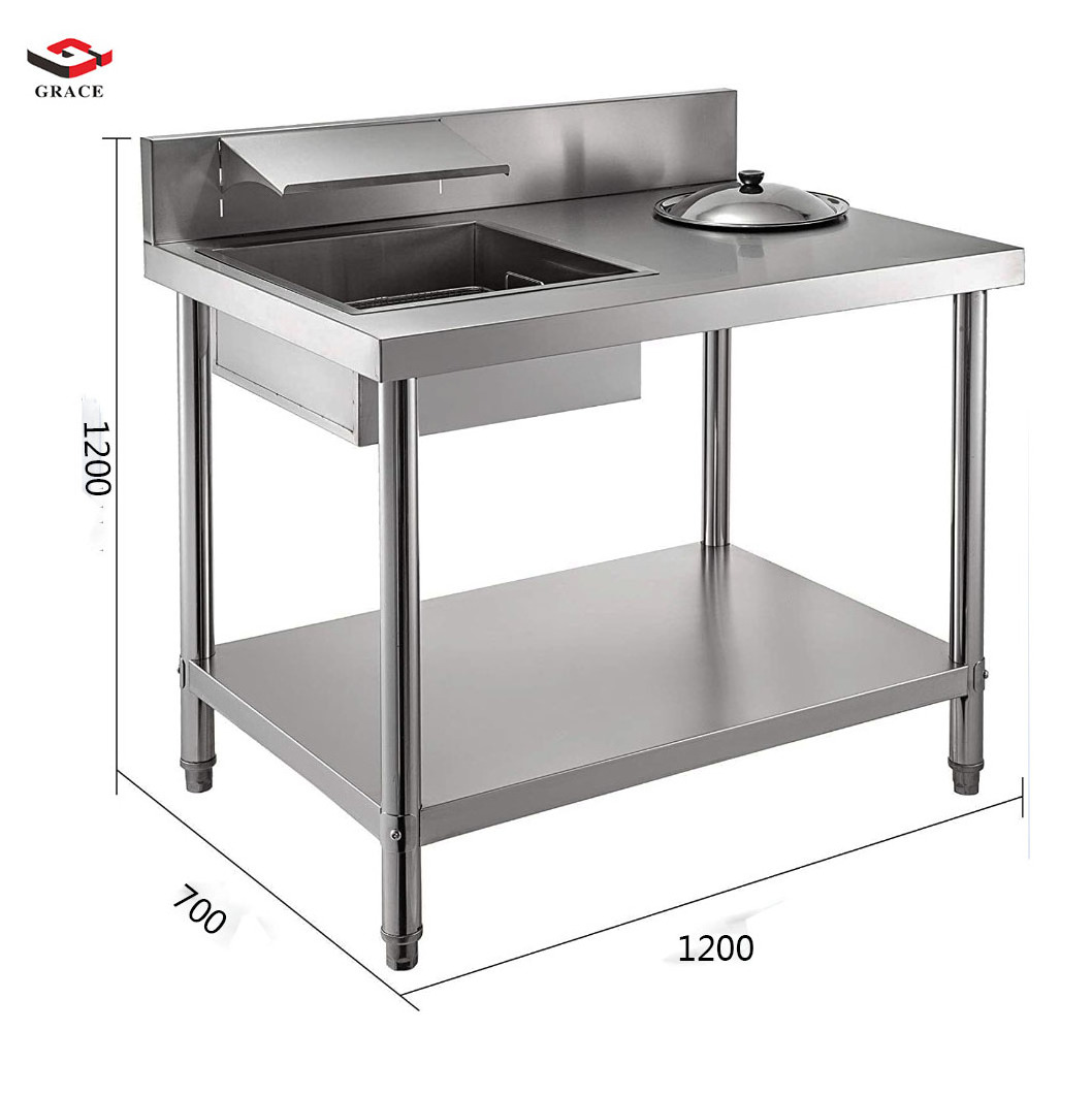 Hot sale Grace kitchen factory price high quality Stainless Steel Work Table Commercial Breading Table