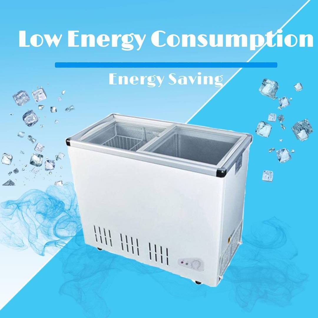 100L Commercial Refrigeration Equipment Sliding Glass Door Chest Fridge Freezer Large Chest Freezers