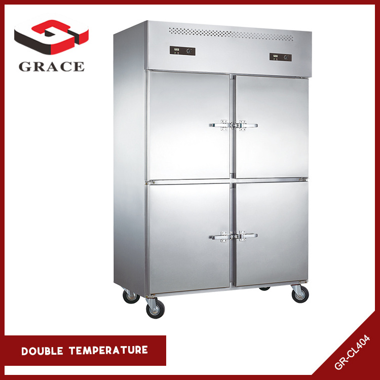 NEW Release  4 Door Stainless Steel with Handle Vertical Upright Deep Freezer and Commercial Refrigerator