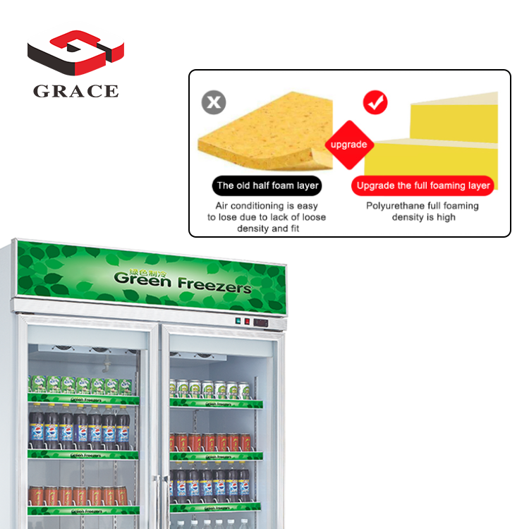 Commercial Beverage Refrigeration Equipment Ice Cream Deep Display Fridge Freezer With Glass Door