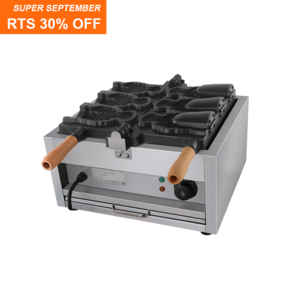 Commercial Kitchen Equipment Electric Bear Shaped Taiyaki Stainless Steel Professional Non-stick Waffle Makers