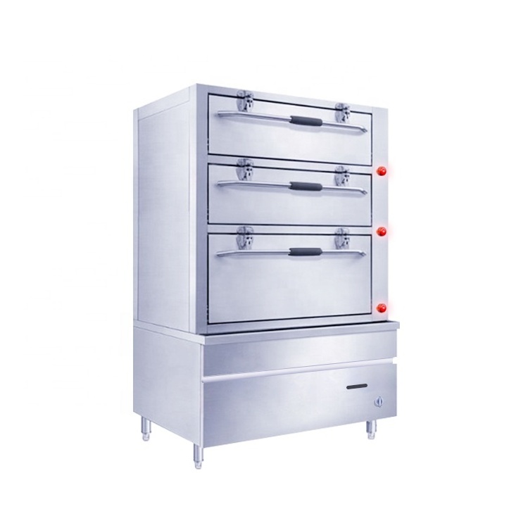 Restaurant Equipment Dim Sum Steamed Cabinet Machine Commercial Kitchen Gas Seafood Steamer