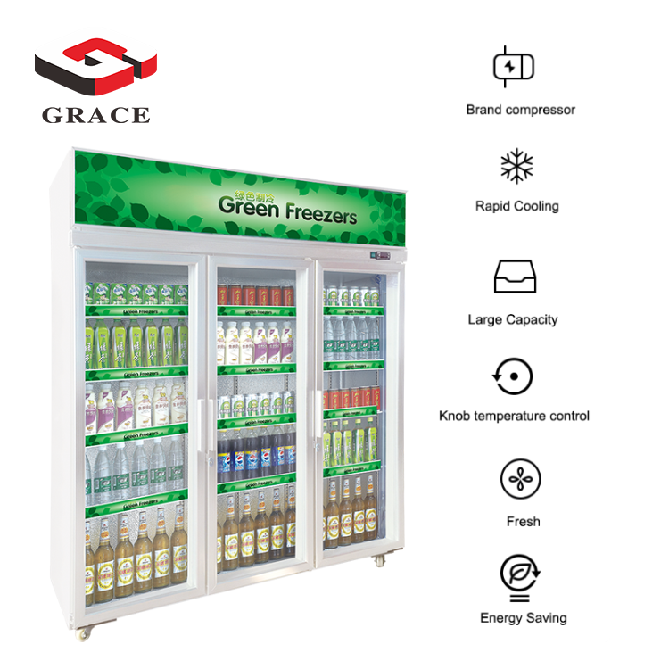 Grace Commercial vertical Pepsi beverage energy display cold drink fridge for supermarket