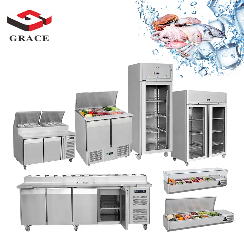 Hotel Kitchen Stainless Steel Commercial Upright French Door Chest Freezer Upright Freezer Chiller Fridge Refrigerator Equipment