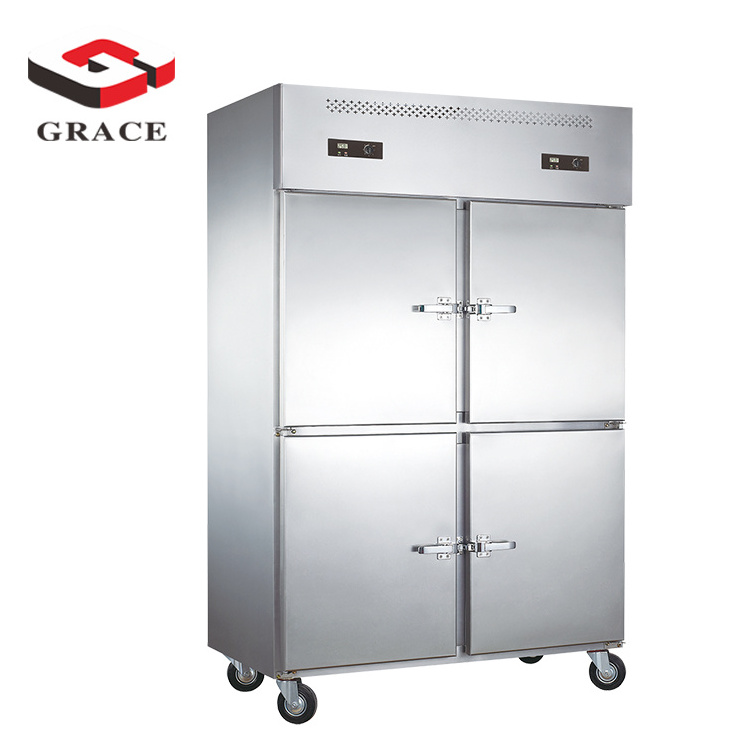 NEW Release  4 Door Stainless Steel with Handle Vertical Upright Deep Freezer and Commercial Refrigerator