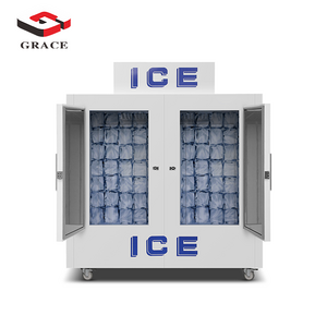 Grace Outdoor Solid Door Ice Merchandiser -18 Degrees Celsius Fan cooling 100bags Ice Bagged Storage Bin