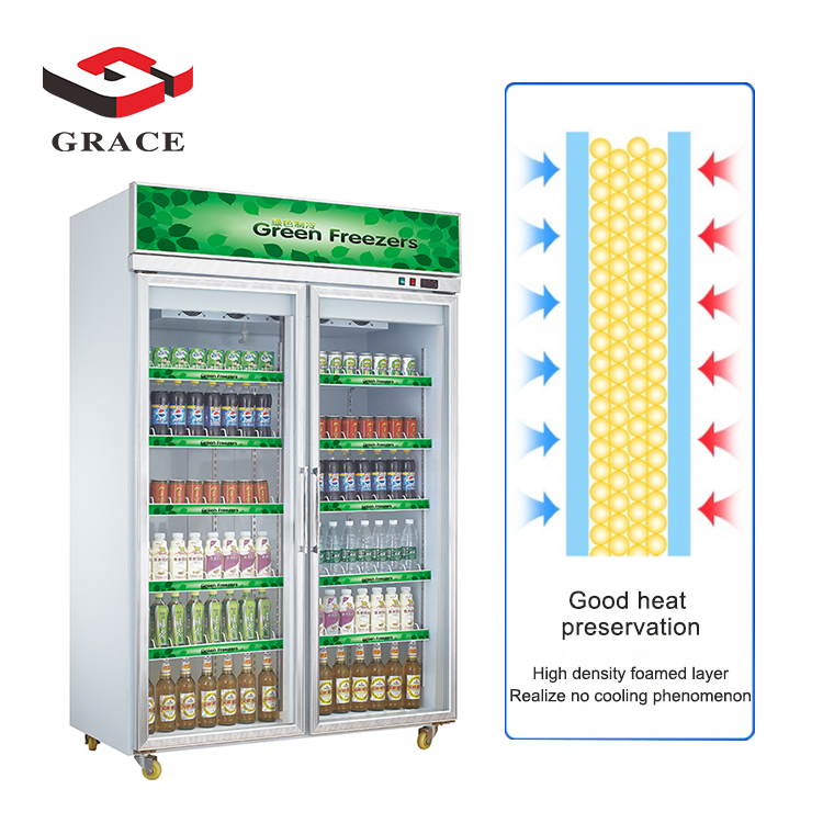 Commercial Beverage Refrigeration Equipment Ice Cream Deep Display Fridge Freezer With Glass Door