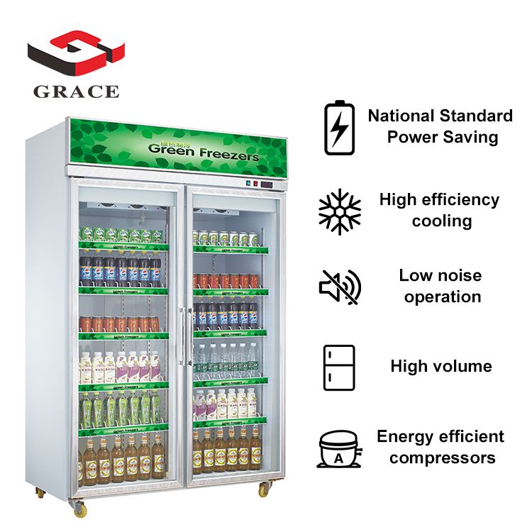 Commercial Beverage Refrigeration Equipment Ice Cream Deep Display Fridge Freezer With Glass Door