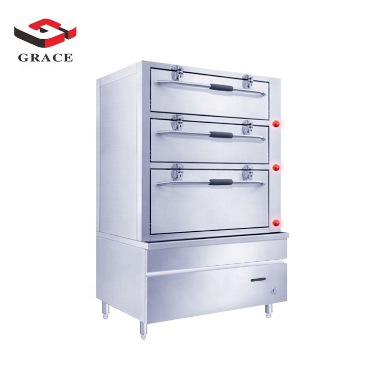 Restaurant Equipment Dim Sum Steamed Cabinet Machine Commercial Kitchen Gas Seafood Steamer