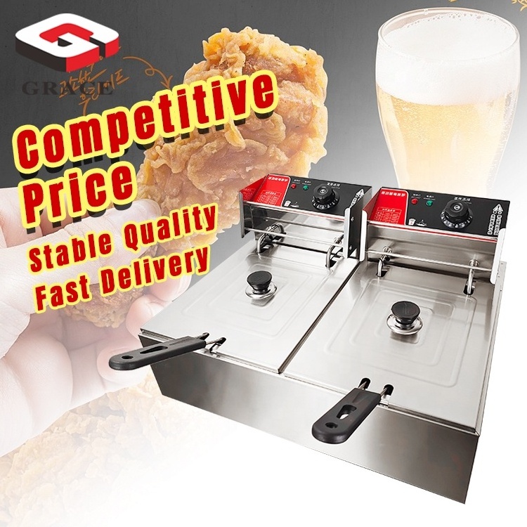 GRACE Commercial Double Fryer KFC Potato Chips Table Top Electric Deep Fryer for Restaurant