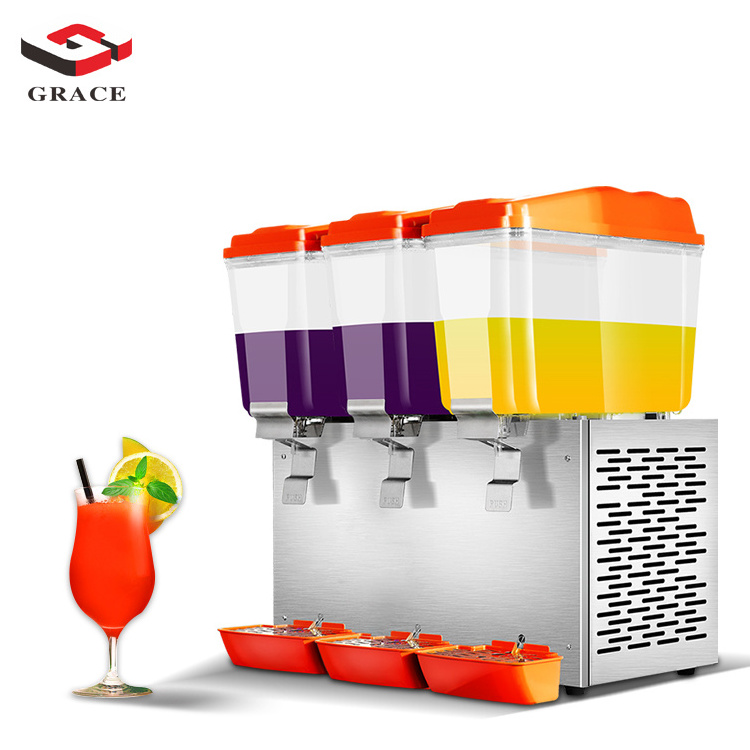 Commercial restaurant supplies Automatic 3tanks electric juicer dispenser cold hot mixed fruit beverage drink machine equipment