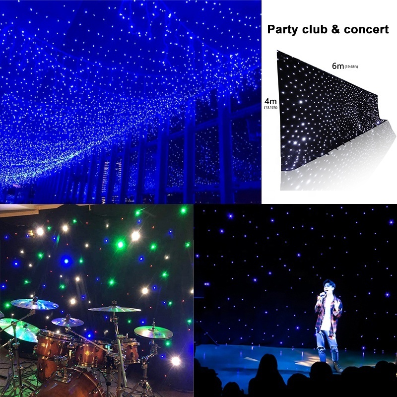 Grace Poles Stand LED Star Lights Shiny Black Velvet Backdrop Lights