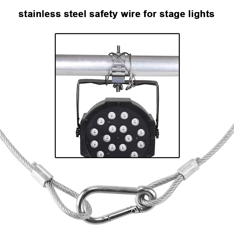 Grace Silver Black Rope Safety Steel Wire Stainless Steel Stage Light Safety Cable