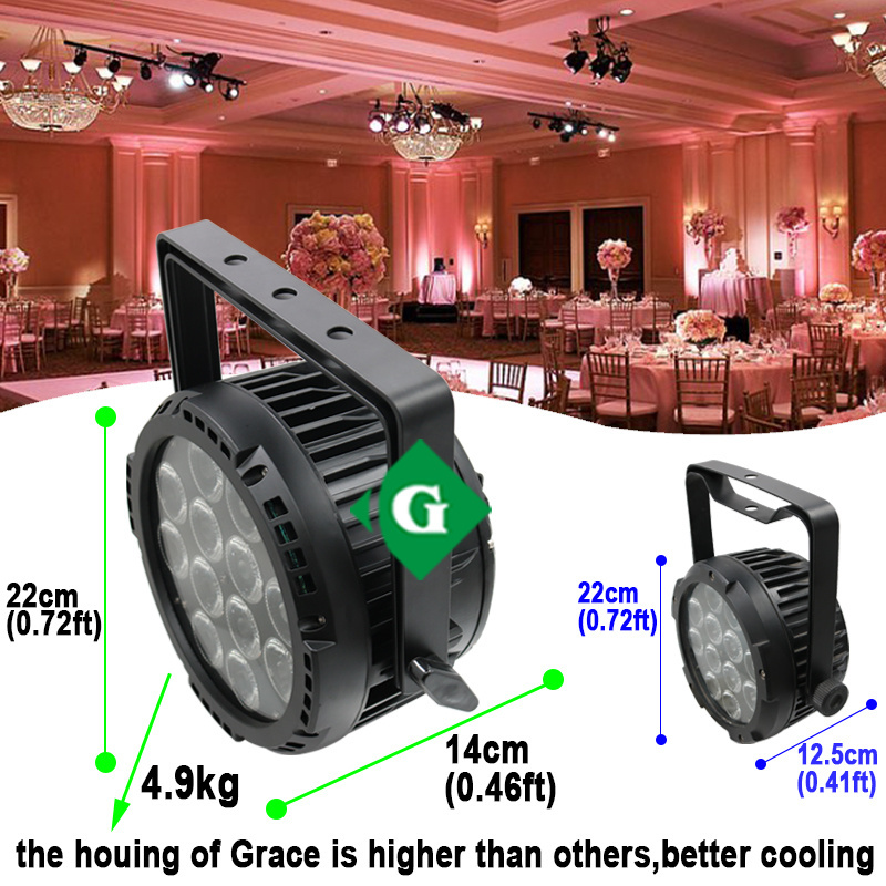 Grace WIFI Wireless Dmx Battery Powered Led Par Can 12*18w Outdoor Waterproof LED Stage Lights