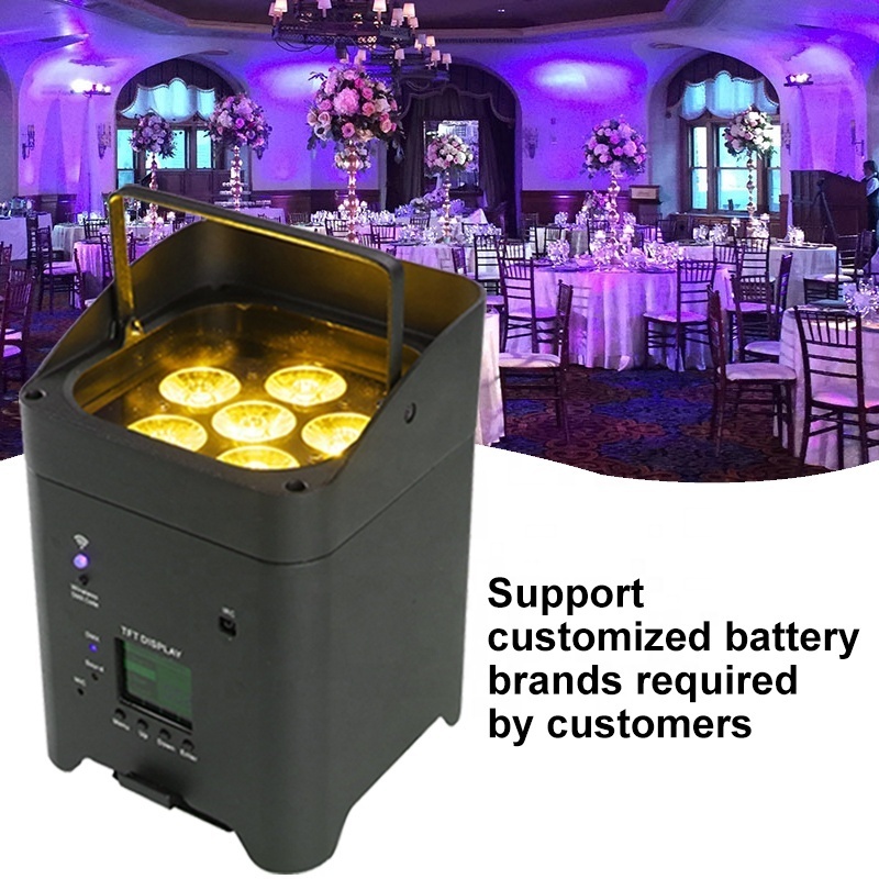 Grace 6*18W Rgbwauv Dj Wedding Battery Stage Lighting Equipment Powered LED Uplight WIFI Wireless Dmx Stage Lights