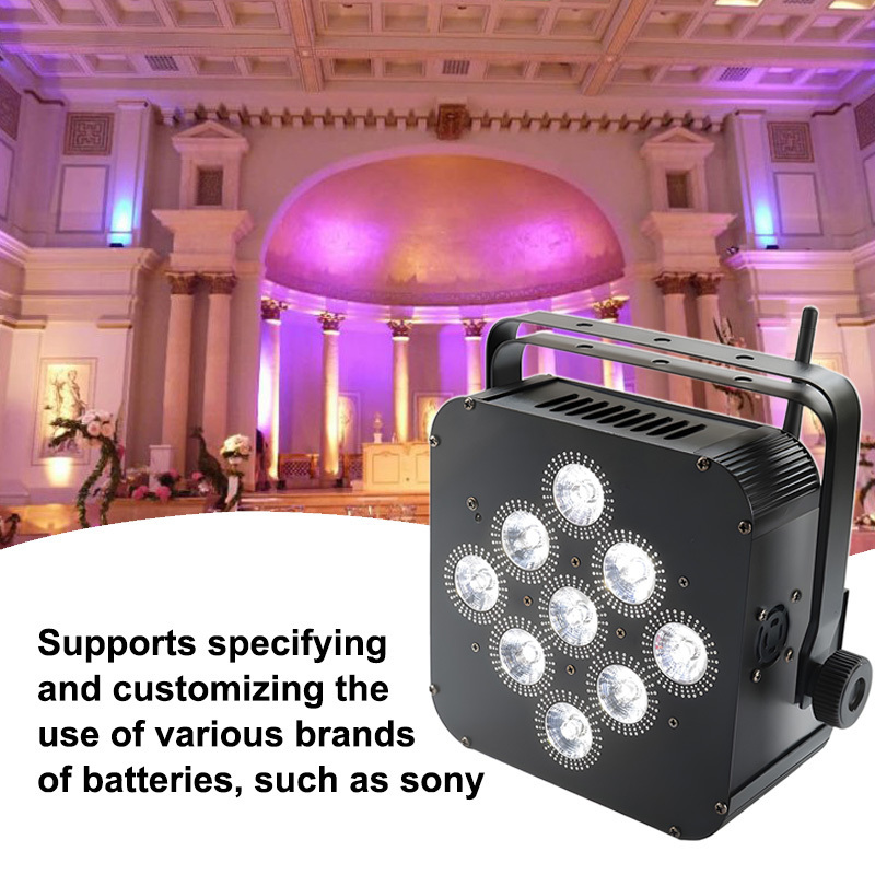 Grace 9*18w Rgbwauv WIFI Wireless Dmx Remote Control LED Par Battery Powered Panel Light