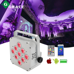 Grace 9*18w Rgbwauv WIFI Wireless Dmx Remote Control LED Par Battery Powered Panel Light