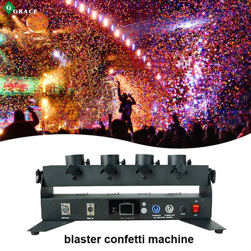 Grace 4 Head Paper Blaster Machine Remote DMX Electric Confetti Cannon