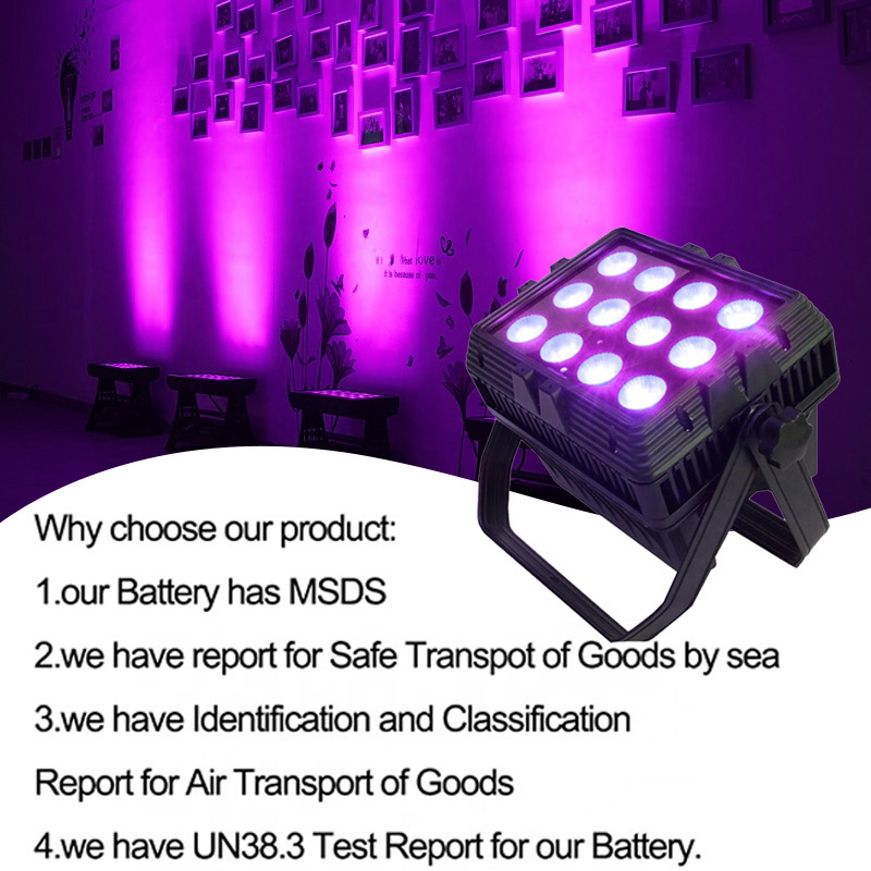 Grace RGBWAUv 6in1 Wireless DMX Remote Control LED Par Waterproof Outdoor Battery Operated App Control Par Stage Light