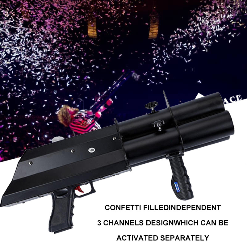 Igracelite 3 Head DJ Effect Jet Spray Handheld Cannon Gun Party Pop Electric Confetti Cannon