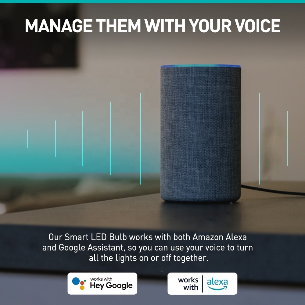 Alexa voice control 220-240v Smart Bulb RGB Wifi Smart Bulb remote Control 9w A60 LED Tuya Smart Bulb