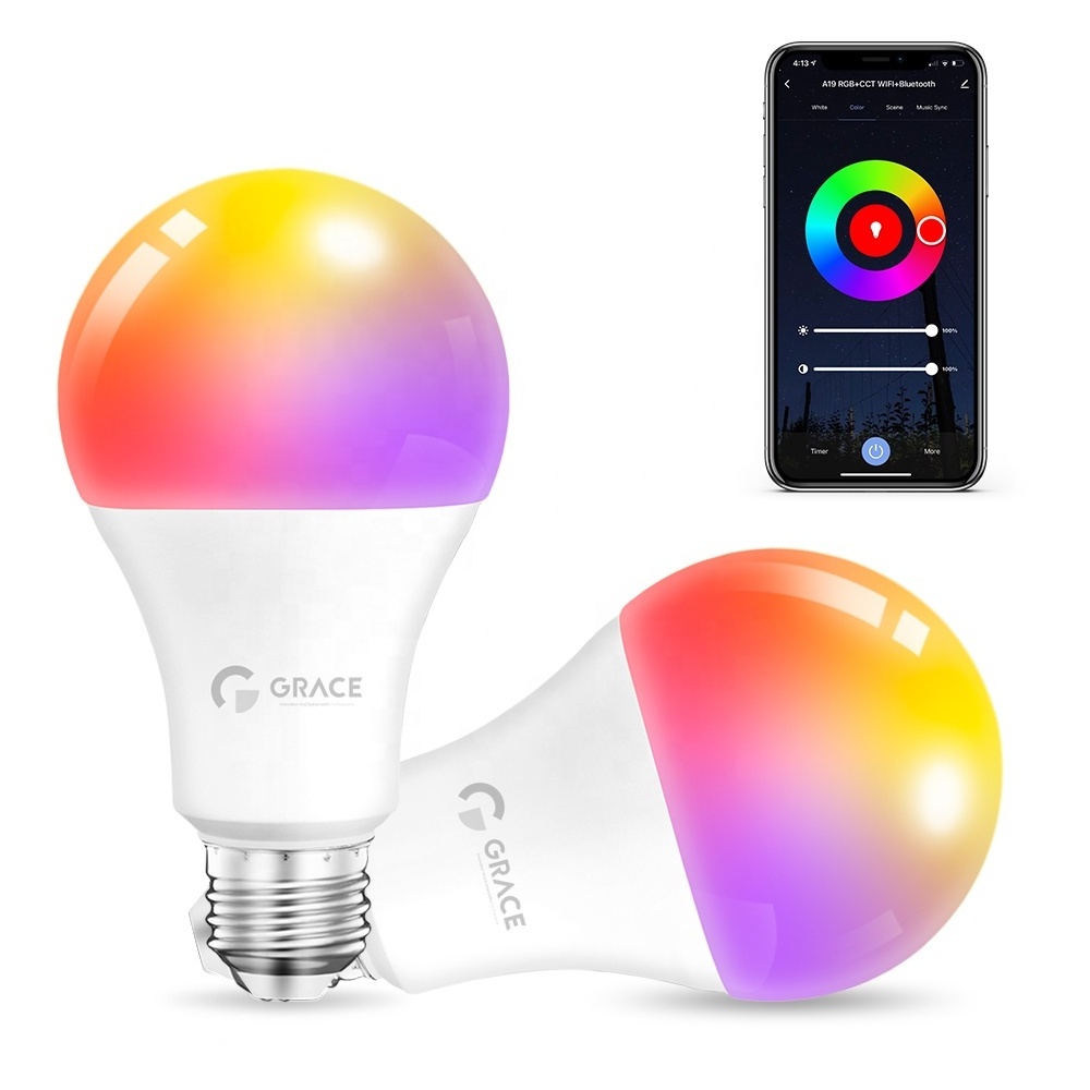 Alexa voice control 220-240v Smart Bulb RGB Wifi Smart Bulb remote Control 9w A60 LED Tuya Smart Bulb