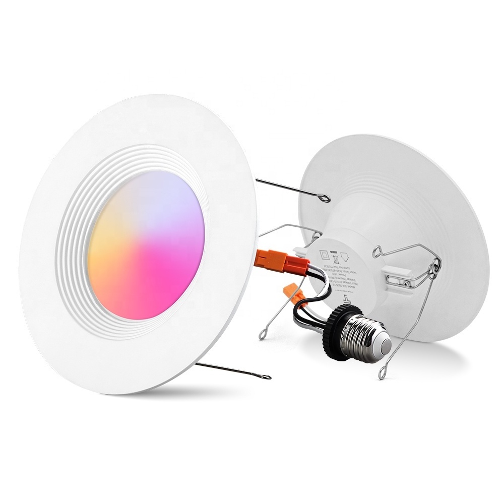 WiFi Smart LED Downlight Round Recessed Spot Light 12W RGB+CCT 2700K-6500K Compatible with Alexa Google Home