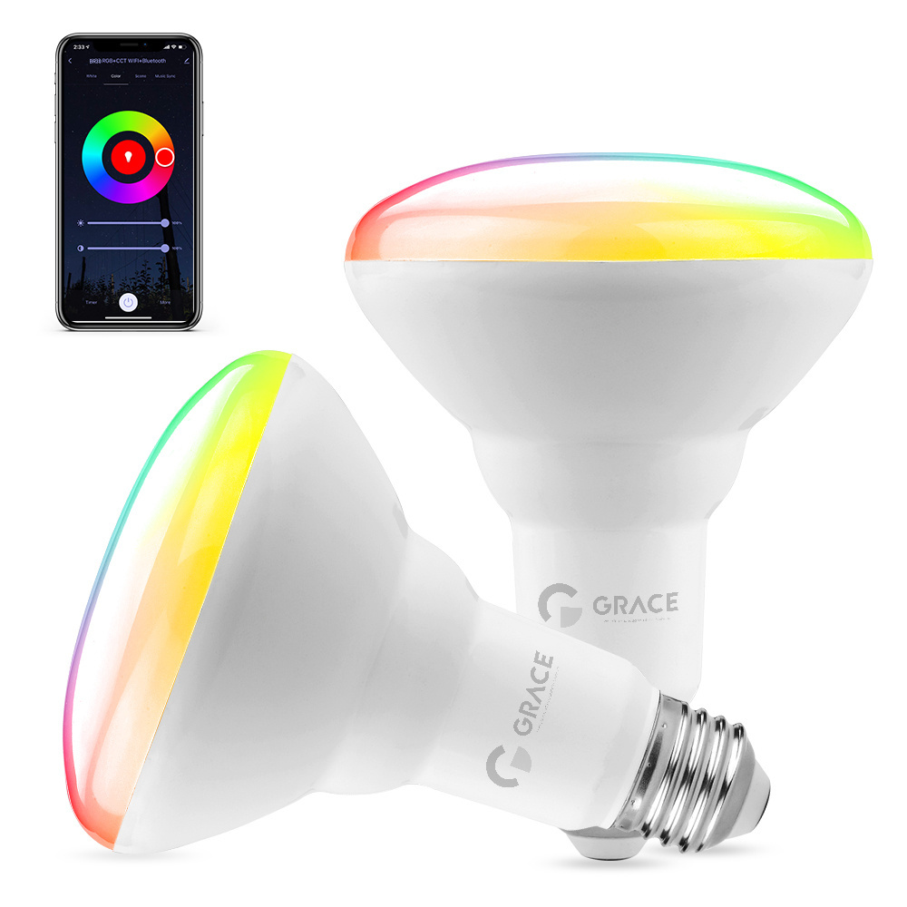 Smart WiFi LED Bulb BR30 E26 11W RGBCCT Color Changing TUYA APP Voice Controlled Bulb