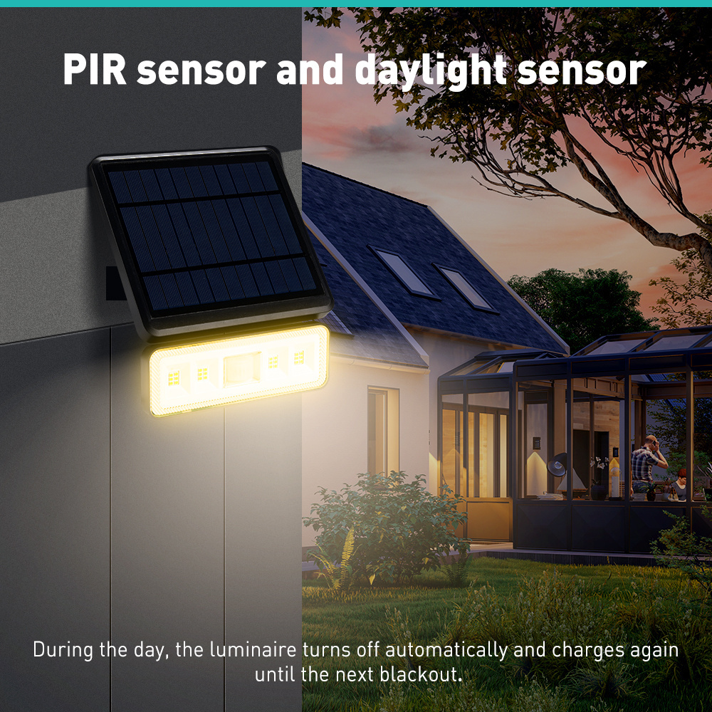 Wholesale outdoor waterproof LED solar wall lamp with PIR motion sensor for garden security lights