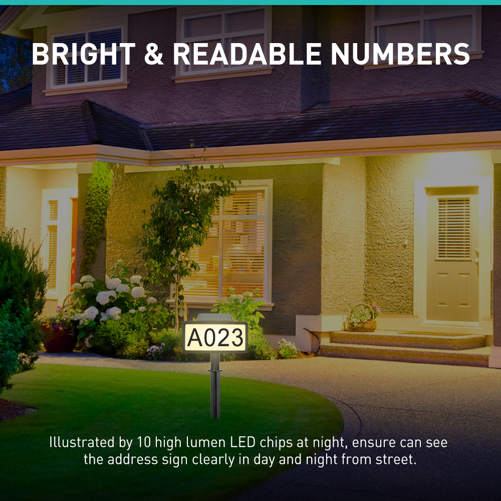 High Quality Limited Time Offer Solar-Powered Outdoor Address Plaque with LED Illumination and Stakes