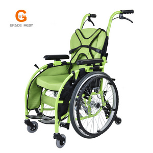 Green Color Foldable portable Lightweight Children Rehabilitation Manual Wheelchair