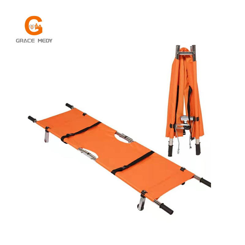 Manufacturers Portable Hospital Foldable Stretcher, Medical Rescue Stretcher, Double Folding Stretcher