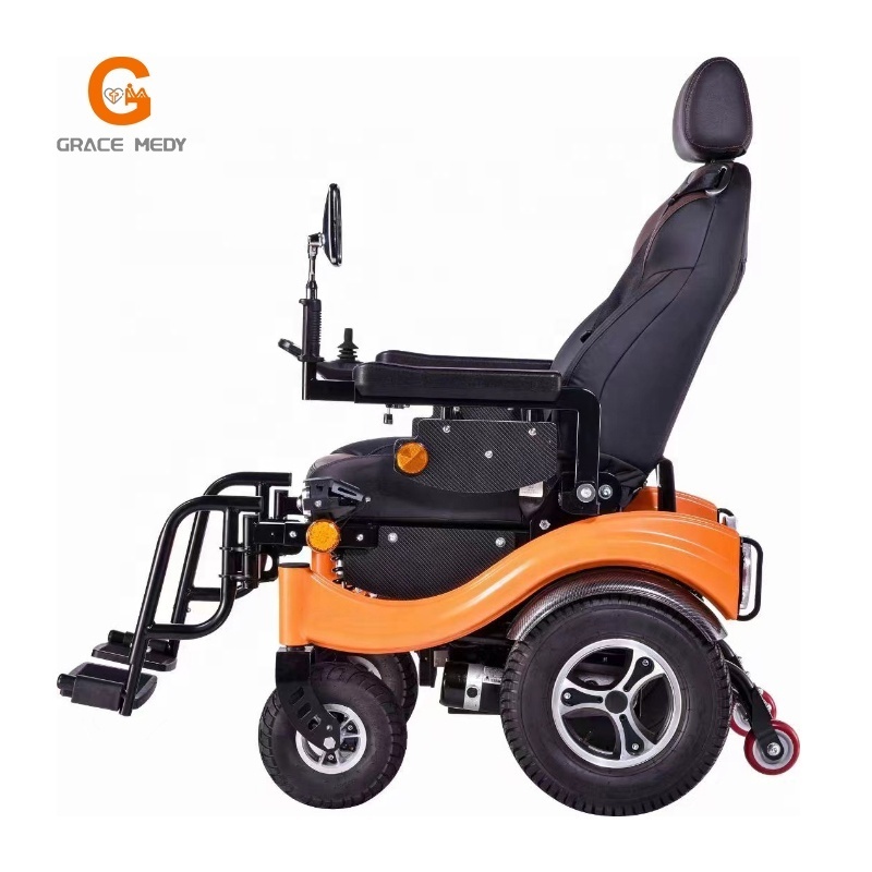 24v battery mexico heavy duty travel elderly patient electric power assist wheelchair with turn signal and rearview mirror