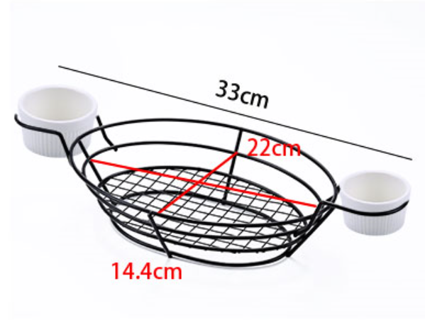 Metal Wire Mini Fry Serving Basket for Deep Fat Fryer French Fries Holder With Condiment Stand Oil Filter