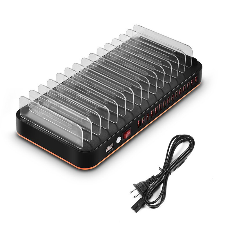 15 Port Desktop USB Charging Station with Intelligent IC Auto Detect Tech for Android/IOS Mobile Phones