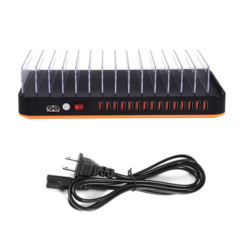 15 Port Desktop USB Charging Station with Intelligent IC Auto Detect Tech for Android/IOS Mobile Phones